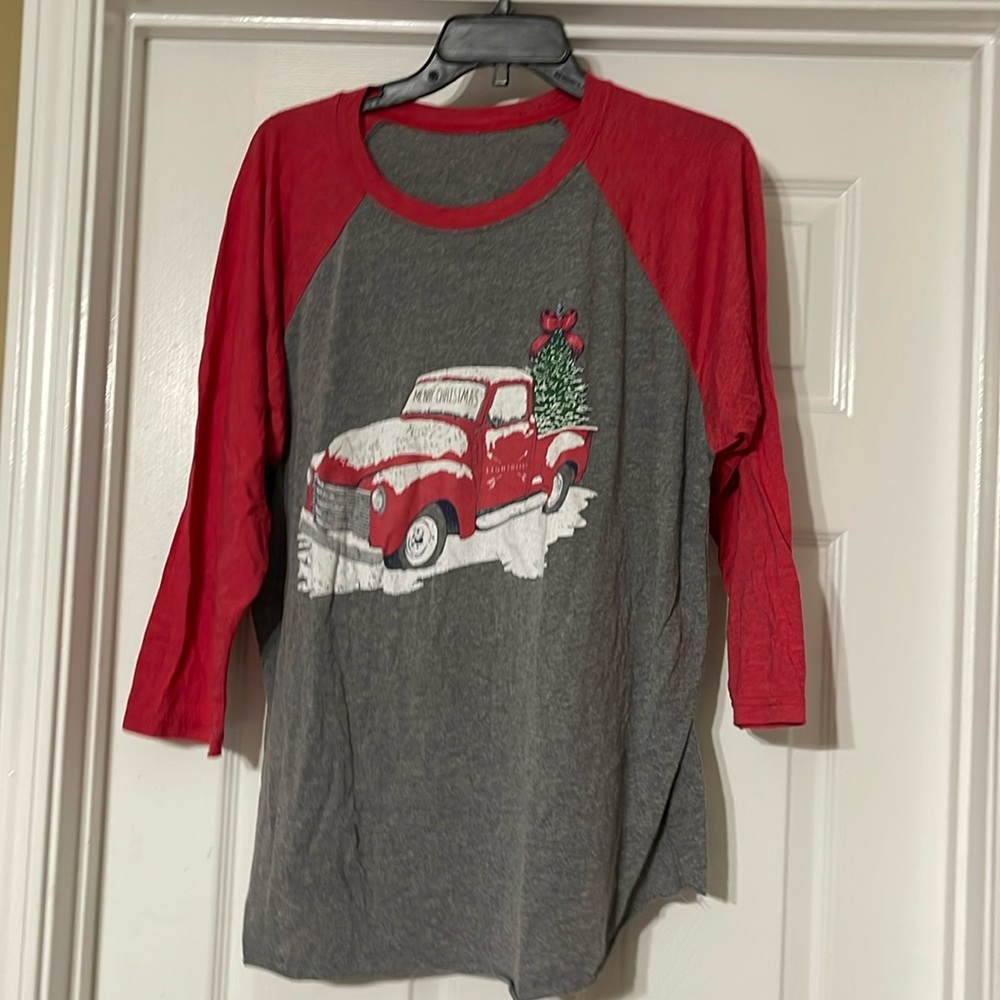 Cute Christmas truck 3/4 sleeve tshirt